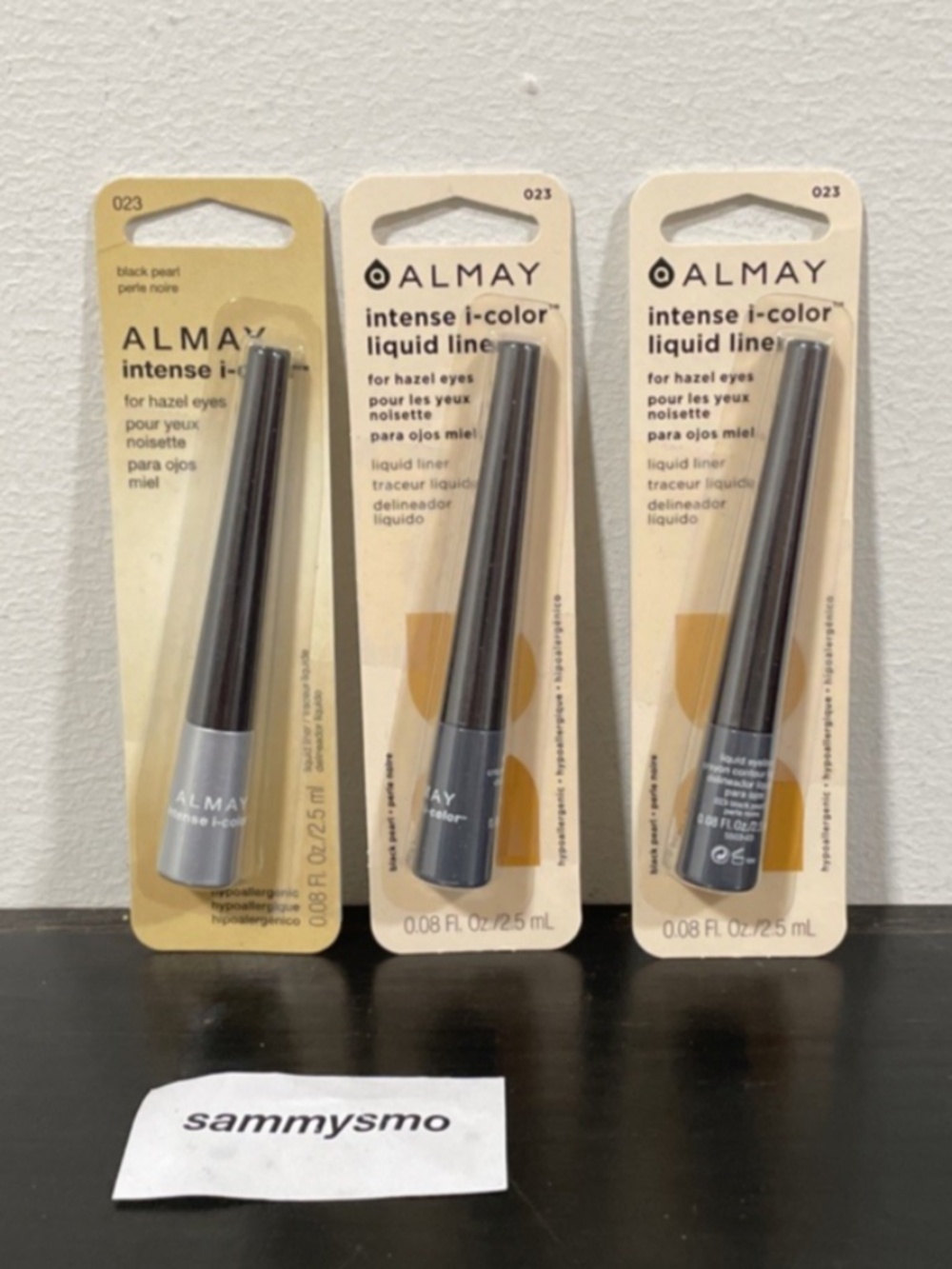 Almay Intense i-Color Liquid Liner eyeliner for hazel eyes, Black Pearl 023 x3